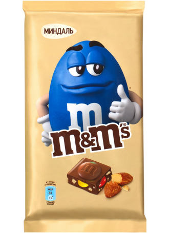 Шоколадная плитка M&M\'s с миндалем и разноцветным драже, 122г оптом