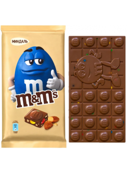 Шоколадная плитка M&M's с миндалем и разноцветным драже, 122г