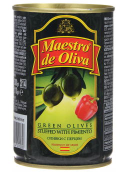 Оливки зеленые MAESTRO DE OLIVA с перцем, 300г