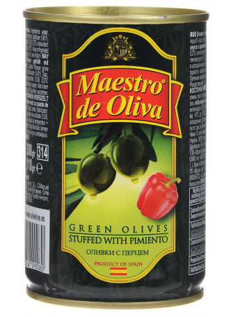 Оливки зеленые MAESTRO DE OLIVA с перцем, 300г оптом