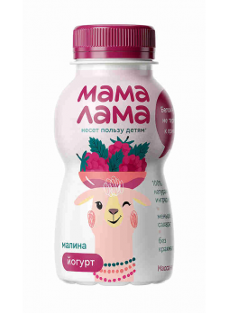 Йогурт питьевой МАМА ЛАМА малина 2,5%, 200мл БЗМЖ