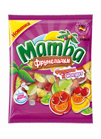 Мармелад жевательный MAMBA Фрумеладки фрукты и йогурт, 72 г оптом