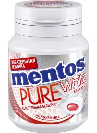 Жевательная резинка MENTOS Pure White клубника, 54 г оптом