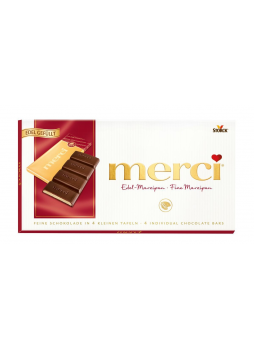 Шоколад темный MERCI с марципаном, 112г