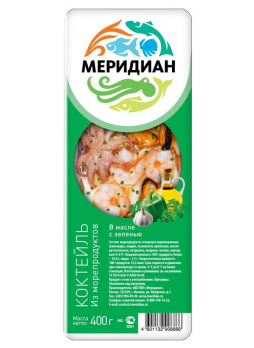 Коктейль из морепродуктов МЕРИДИАН в масле с зеленью, 400г