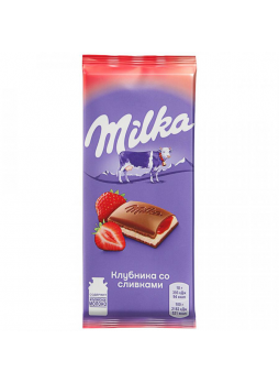Шоколад Milka Клубника со сливками, 85г