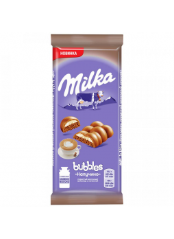 Шоколад Milka молочный Bubbles пористый с начинкой со вкусом капучино, 92г