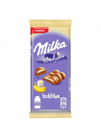 Шоколад Milka молочный Bubbles пористый с бананово-йогуртовой начинкой, 92г оптом