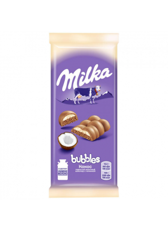 Milka Bubbles шоколад молочный пористый с кокосом, 92г оптом