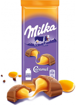 Шоколад молочный Milka с карамельной начинкой, 90г