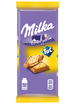 Шоколад MILKA молочный с соленым крекером Tuc, 87г