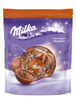 Шоколад Milka молочный в форме шара с ореховой начинкой, 90г