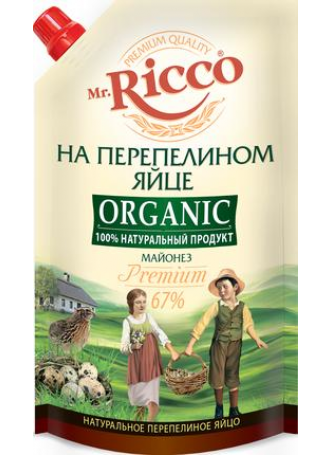 Майонез MR. RICCO Organic на перепелином яйце 67%, 800мл оптом