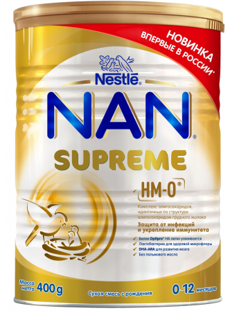 NAN Supreme Сухая смесь на основе частично гидролизованного белка молочной сыворотки для питания детей с рождения до года, 400 г оптом