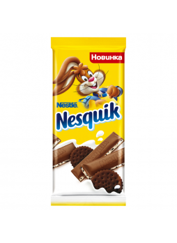 NESQUIK . Молочный шоколад с молочной начинкой и какао-печеньем.  95 г