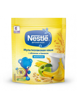 Каша для детей Nestle, молочная, мультизлаковая, с яблоком и бананом, с 6 месяцев, 220г