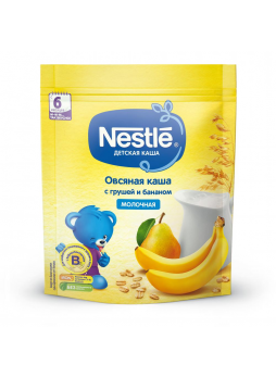 Каша для детей Nestle, молочная, овсяная, с грушей и бананом, с 6 месяцев, 220г