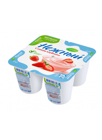 Йогурт НЕЖНЫЙ с соком клубники 1,2%, 100г оптом