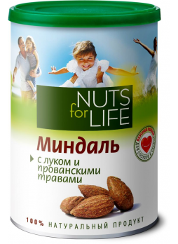 Миндаль Nuts for Life обжаренный соленый с луком и прованскими травами, 200г