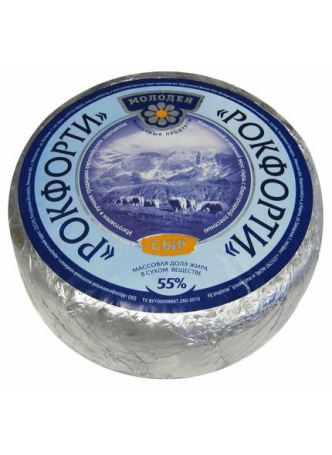 Сыр с голубой плесенью РОКФОРТИ 55%, ~2,6кг БЗМЖ оптом