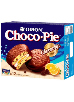 Пирожное Choco-Pie ChocoChip, c апельсиновым джемом и шоколадной крошкой, 360г