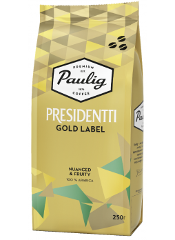 Paulig Кофе в зернах натуральный жареный Presidentti Gold Label 250г