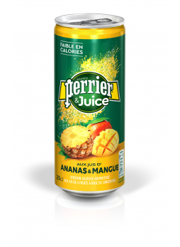 Вода минеральная Perrier газированная со вкусом ананас-манго, 0,25л