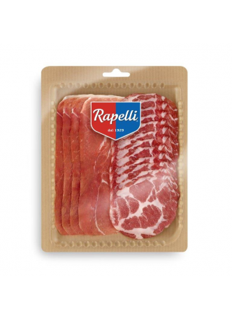 Мясное ассорти Rapelli окорок-шейка сыровяленое нарезка 100 г оптом