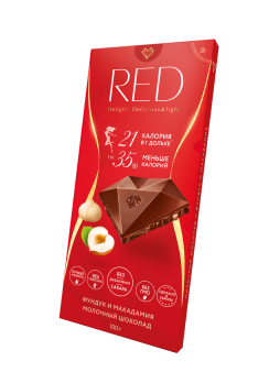 Шоколад молочный RED фундук-макадамия, без сахара, 100г