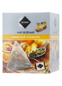 RIOBA Чай зеленый байховый Имбирный апельсин, 20x2г