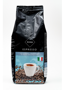 RIOBA Кофе в зернах натуральный жареный без кофеина Espresso Decaffeeinated 500г