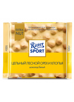 Ritter SPORT Шоколад белый Цельный лесной орех и хлопья, 100г