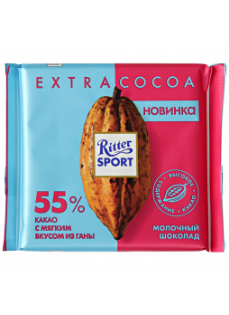 Ritter SPORT Шоколад молочный 55% какао с мягким вкусом из Ганы 100г