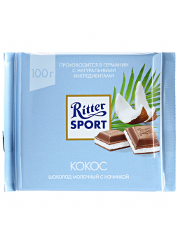 Ritter SPORT Шоколад молочный с кокосовой начинкой, 100г