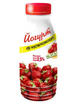 Йогурт РОСТАГРОЭКСПОРТ Клубника 2,5% без заменителя молочных жиров, 290 г