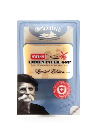Сыр Schonfeld Swiss Emmentaler AOP 48% нарезка, 125г БЗМЖ оптом