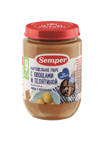Пюре картофельное SEMPER со вкусом телятины, 190г оптом
