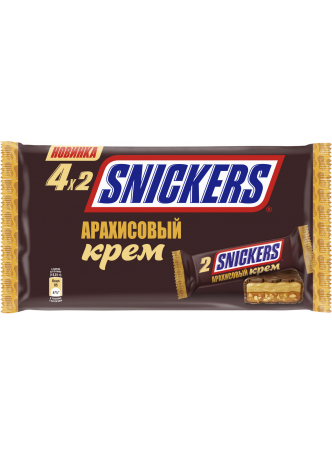 Шоколадный батончик Snickers Арахисовый крем 4*36,5г оптом