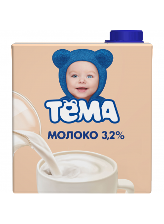 Молоко Тема питьевое ультрапастеризованное для детей с 12месяцев, 3,2% 500мл оптом