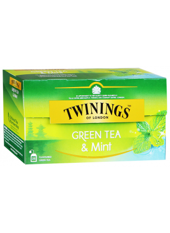 Чай Twinings зеленый с ароматом мяты, 25*1,5г оптом