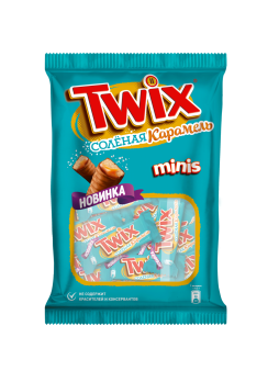 Печенье сахарное Twix minis Соленая Карамель с соленой карамелью, покрытое молочным шоколадом, 184г