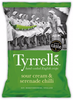 Чипсы Tyrrells Sour Cream & Serenade Chilli Potato, со вкусом сметаны и острого стручкового перца, 150 г