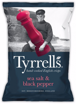 Чипсы Tyrrells Sea Salt & Cracked Black Pepper, с морской солью и черным перцем, 150 г