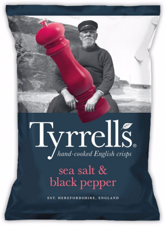 Чипсы Tyrrells Sea Salt & Cracked Black Pepper, с морской солью и черным перцем, 150 г оптом