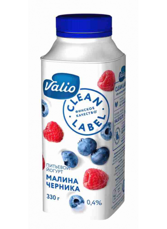 Йогурт питьевой VALIO малина-черника 0,4%, 330 г БЗМЖ оптом