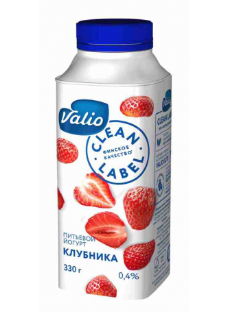 Йогурт питьевой VALIO клубника 0,4%, 330 г БЗМЖ оптом