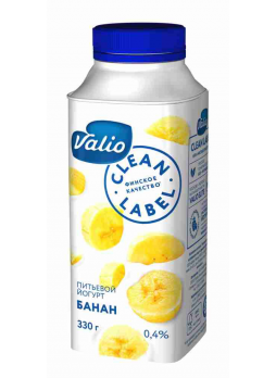 Valio Йогурт питьевой Clean Label 0,4 % с бананом 330 г БЗМЖ
