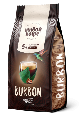 Кофе зерновой ЖИВОЙ КОФЕ Burbon, 200г