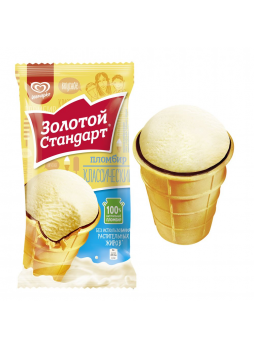 Золотой стандарт мороженое пломбир в вафельном стаканчике Классический со вкусом сливок 86г БЗМЖ