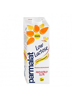 Молоко низколактозное 3,5%, 1л. х 12шт., пакет, Parmalat, Россия, (КОД 62604), (+18°С)